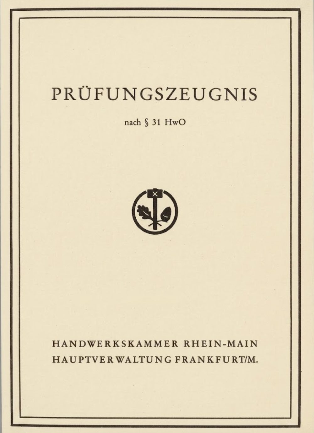 Zertifikat Prüfungszeugnis in voller Ansicht